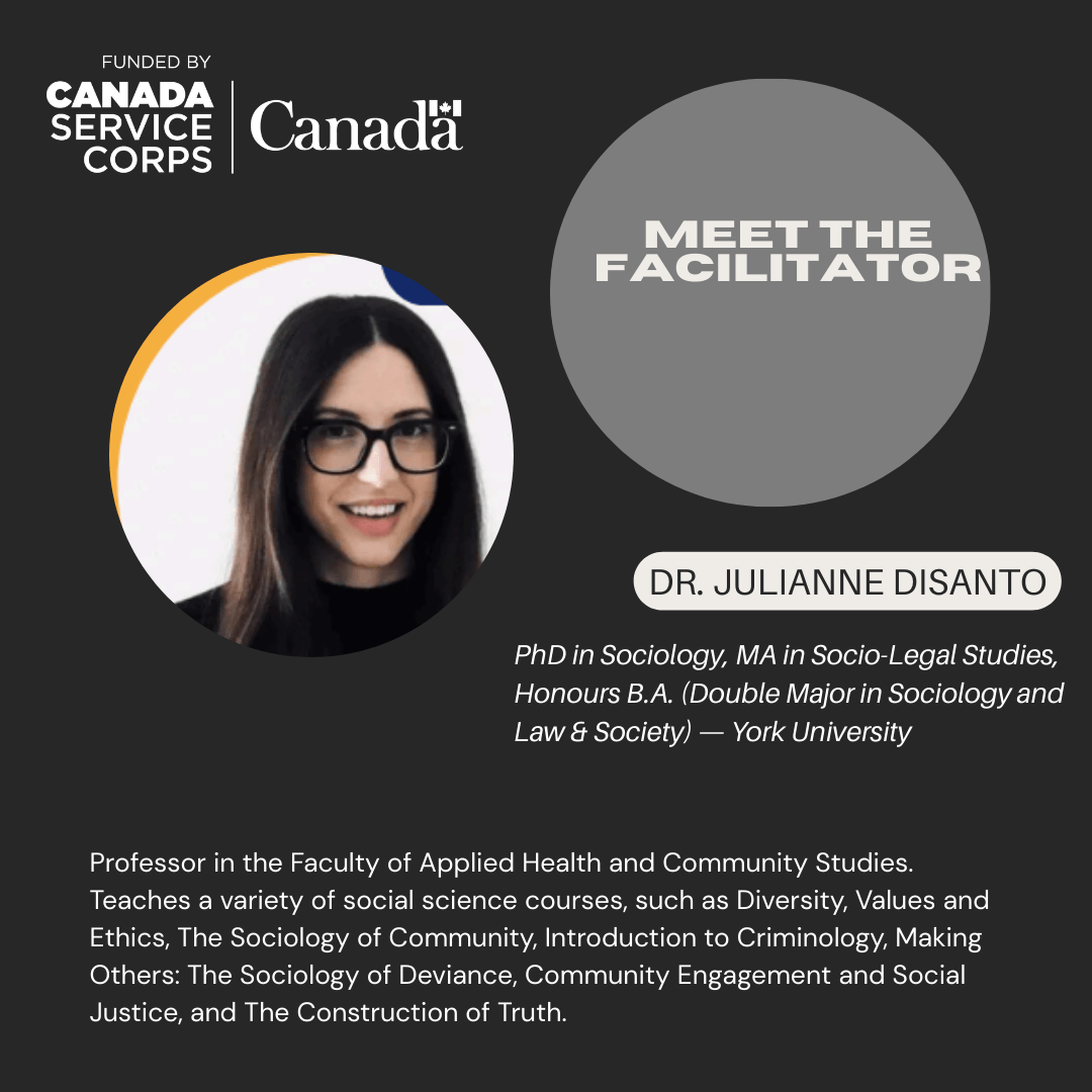 A picture of Dr. Julianne Disanto, one of the facilitators for Thrive Project, and description about her work experience