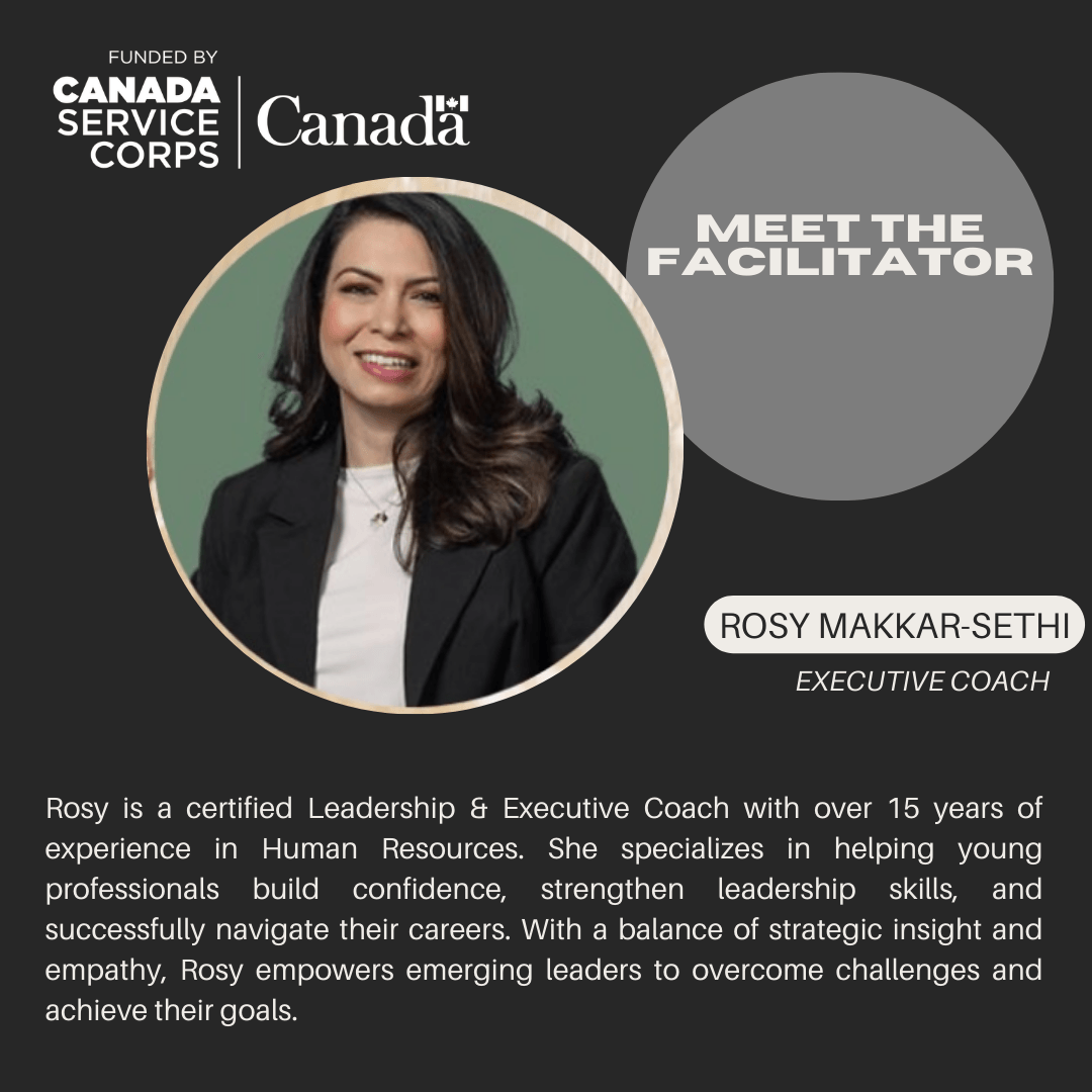 A picture of Rosy Makkar-Sethi, one of the facilitators for Thrive Project, and description about her work experience