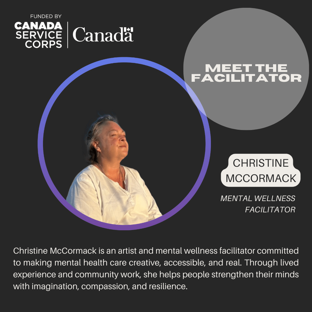 A picture of Christine Mccormack, one of the facilitators for Thrive Project, and description about her work experience