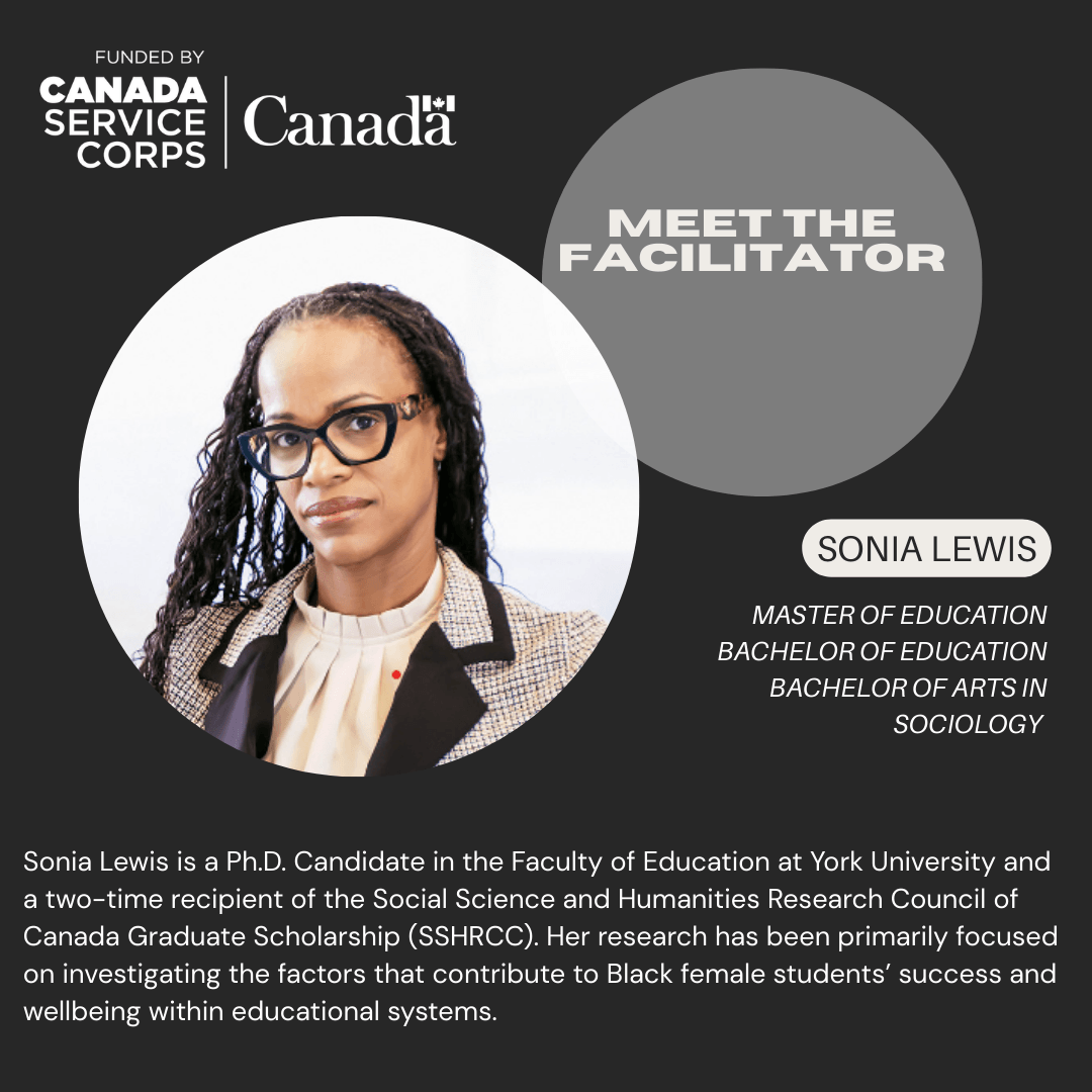 A picture of Sonia Lewis, one of the facilitators for Thrive Project, and description about her work experience