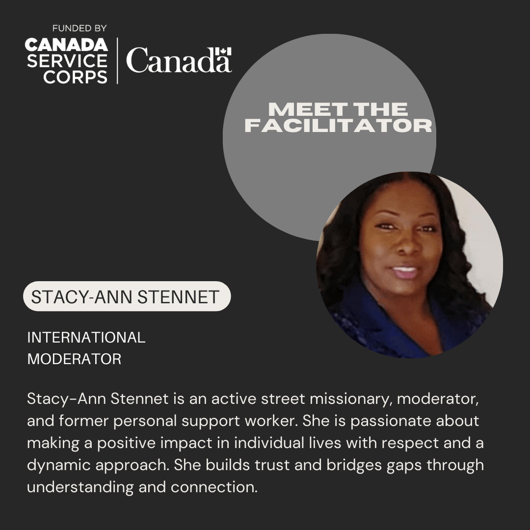 A picture of Stacy-Ann Stennet, one of the facilitators for Thrive Project, and description about her work experience