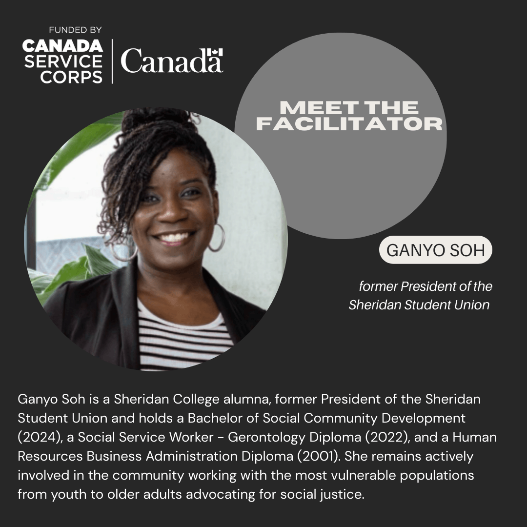 A picture of Ganyo Soh, one of the facilitators for Thrive Project, and description about her work experience