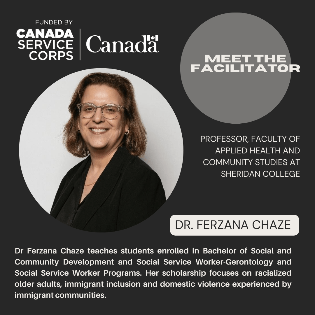 A picture of Dr. Ferzana Chaze, one of the facilitators for Thrive Project, and description about her work experience