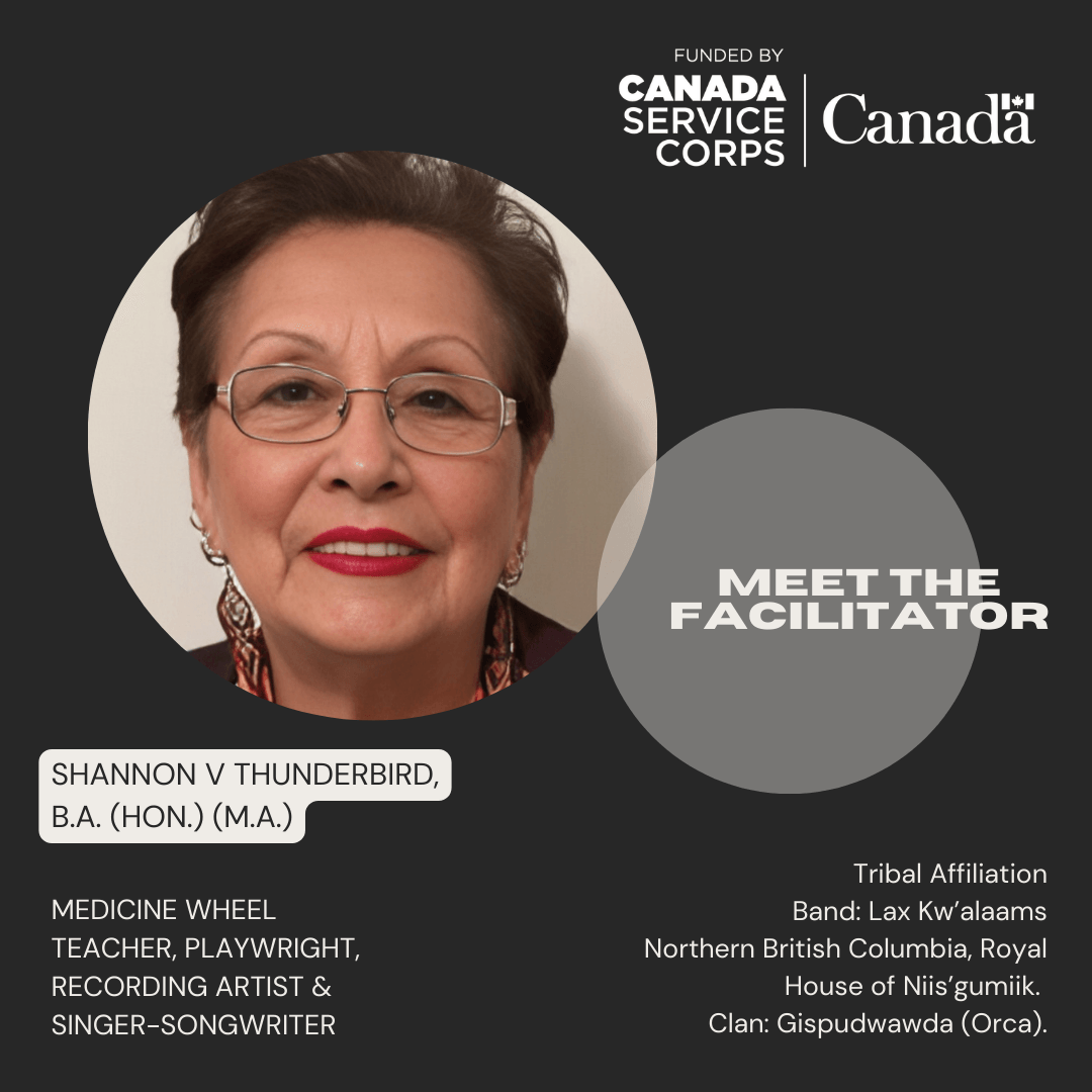 A picture of Shannon V Thunderbird, one of the facilitators for Thrive Project, and description about her work experience