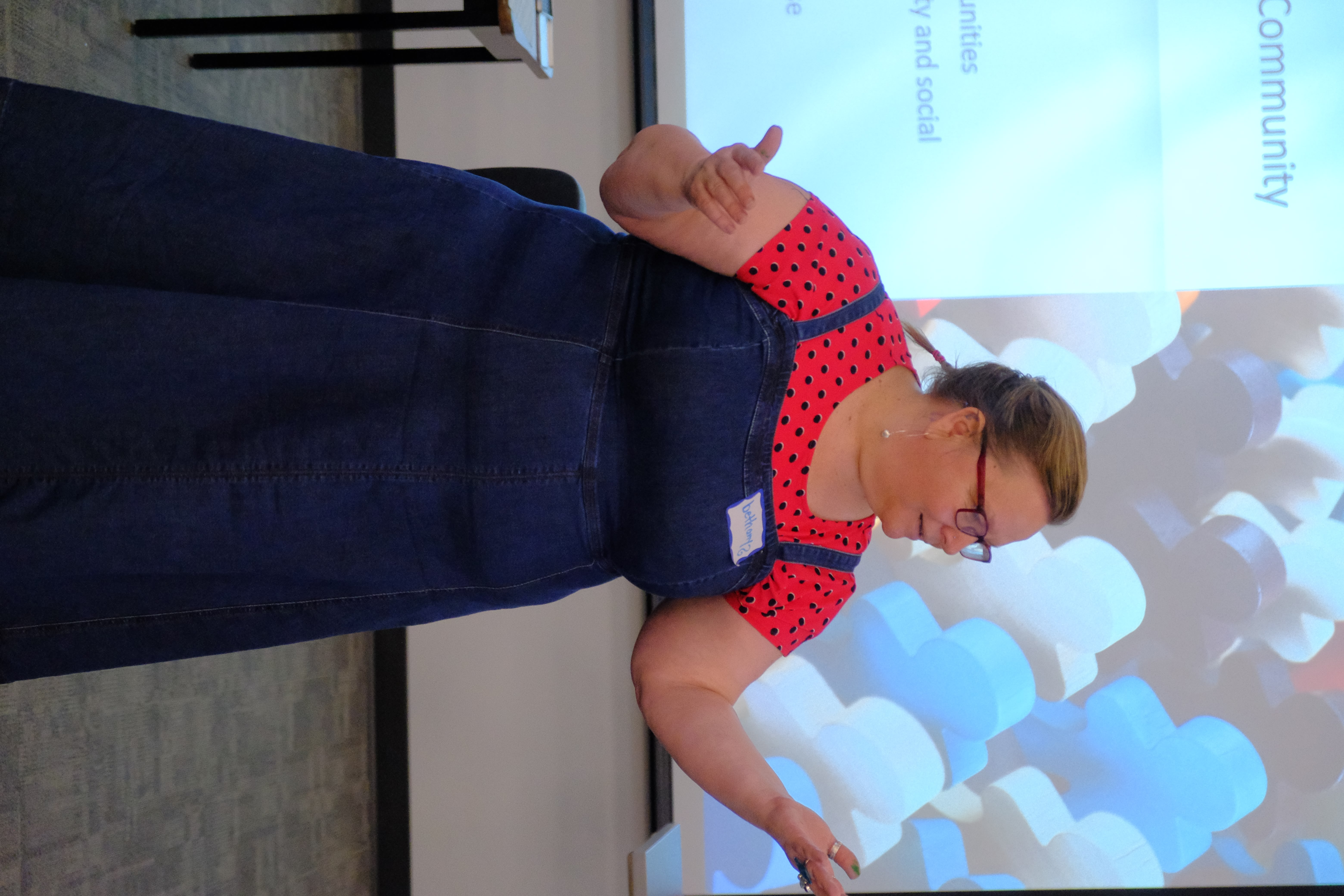 A closeup picture of the Facilitator providing lessons during the Learning How to Practice Community Workshop with Dr. Bethany Osborne on June 3, 2025